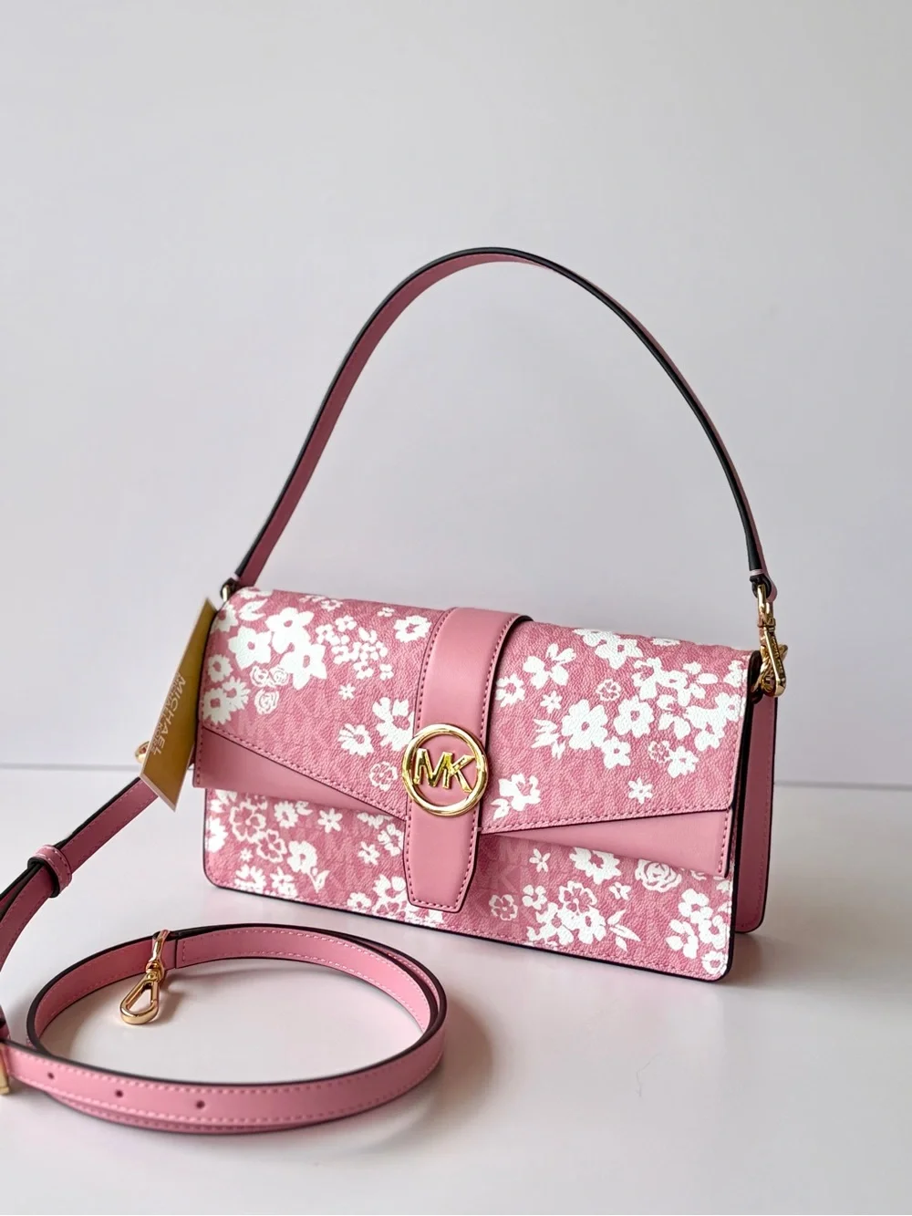 Michael Kors Greenwich Medium Printed Signature Logo Convertible Shoulder Bag